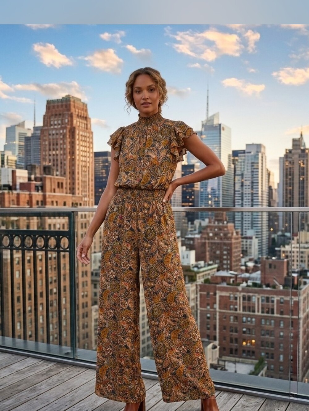 Cynthia Steffe Paisley Print Wide-Leg Jumpsuit